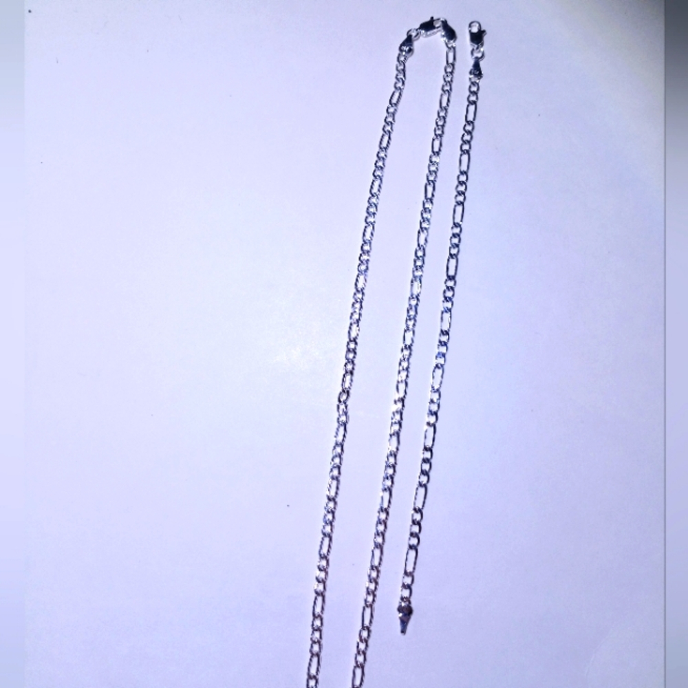 Sterling silver Figaro 8 inch bracelet and 20 inch necklace diamond cut